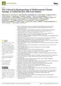 Cultures in Mediterranean climate zones (MCZs) around the world have long been reliant on groundwater and springs as freshwater sources. While their ecology and cultural sustainability are recognized as critically important, inter-relationships between springs and culture in MCZs have received less attention. Here we augmented a global literature review with case studies in MCZ cultural landscapes to examine the diversity and intensity of cultural and socio-economic relationships on spring ecohydrogeology. MCZs are often oriented on western and southern coasts in tectonically active landscapes which control aquifer structure, the prevalence of westerly winds, and aridity, and generally expose associated habitats and cultures to harsh afternoon sunlight. Cultural appreciation and appropriation of springs ranges widely, from their use as subsistence water supplies to their roles in profound traditions such as Greco-Roman nymphalea as well as Asian and Abrahamic spiritual cleansing and baptism. The abandonment of traditional ways of life, such as rural livestock production, for urban ones has shifted impacts on aquifers from local to regional groundwater exploitation. The commoditization of water resources for regional agricultural, industrial (e.g., mining, water bottling, geothermal resorts), and urban uses is placing ever-increasing unsustainable demands on aquifers and spring ecosystems. When the regional economic value of springs approaches or exceeds local cultural values, these irreplaceable aquatic ecosystems are often degraded, over-looked, and lost. Sustainable stewardship of springs and the aquifers that support them is a poorly recognized but central conservation challenge for modern Mediterranean societies as they face impending impacts of global climate change. Solutions to this crisis require education, societal dialogue, and improved policy and implementation.